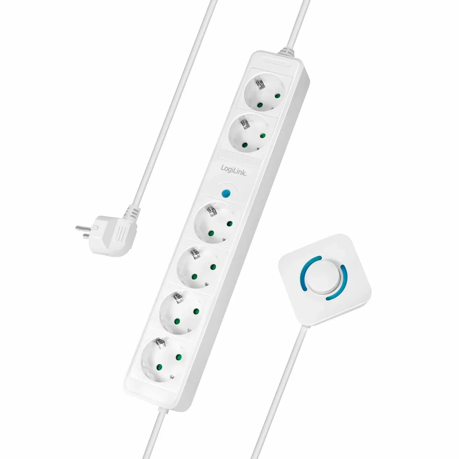 LogiLink Strømuttak 4+2-veis med fotbryter Hvit