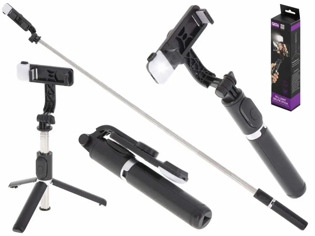 Pricenet Selfie Stick med stativ og LED-lys for reiser