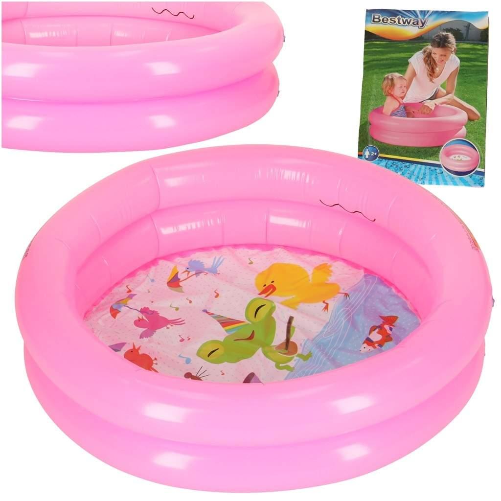 Pricenet Rosa barnebasseng med dyremotiv, 61x15 cm