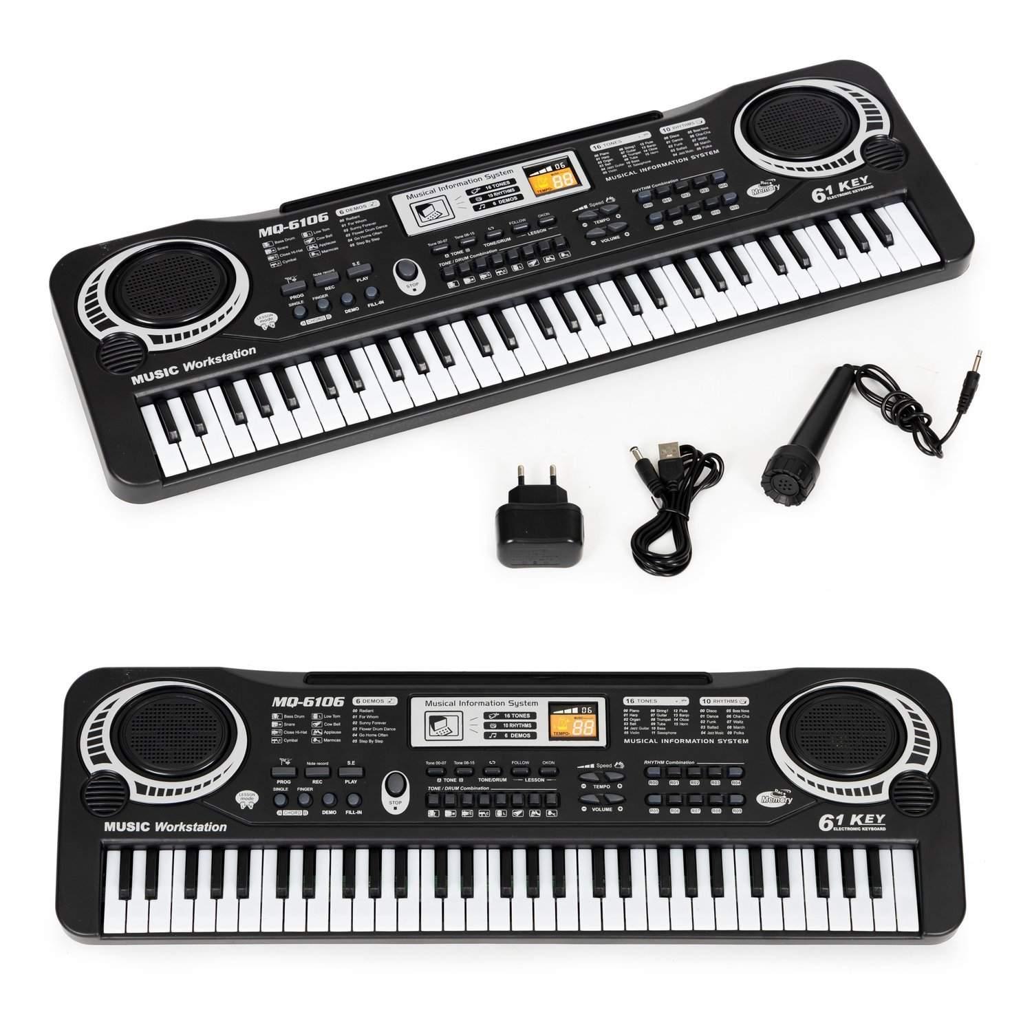 Pricenet Barnetastatur med mikrofon - 61 taster, 16 lyder
