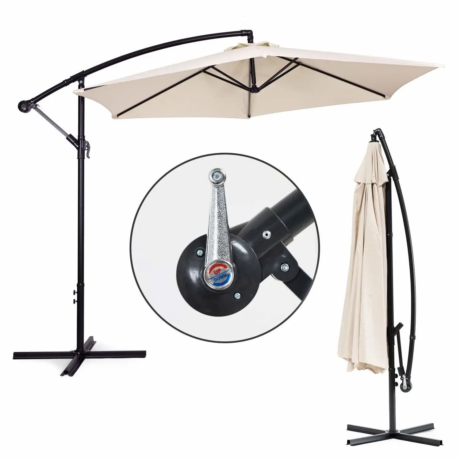 Modernhome Stor paraply med UV50+ beskyttelse og justerbar tilt