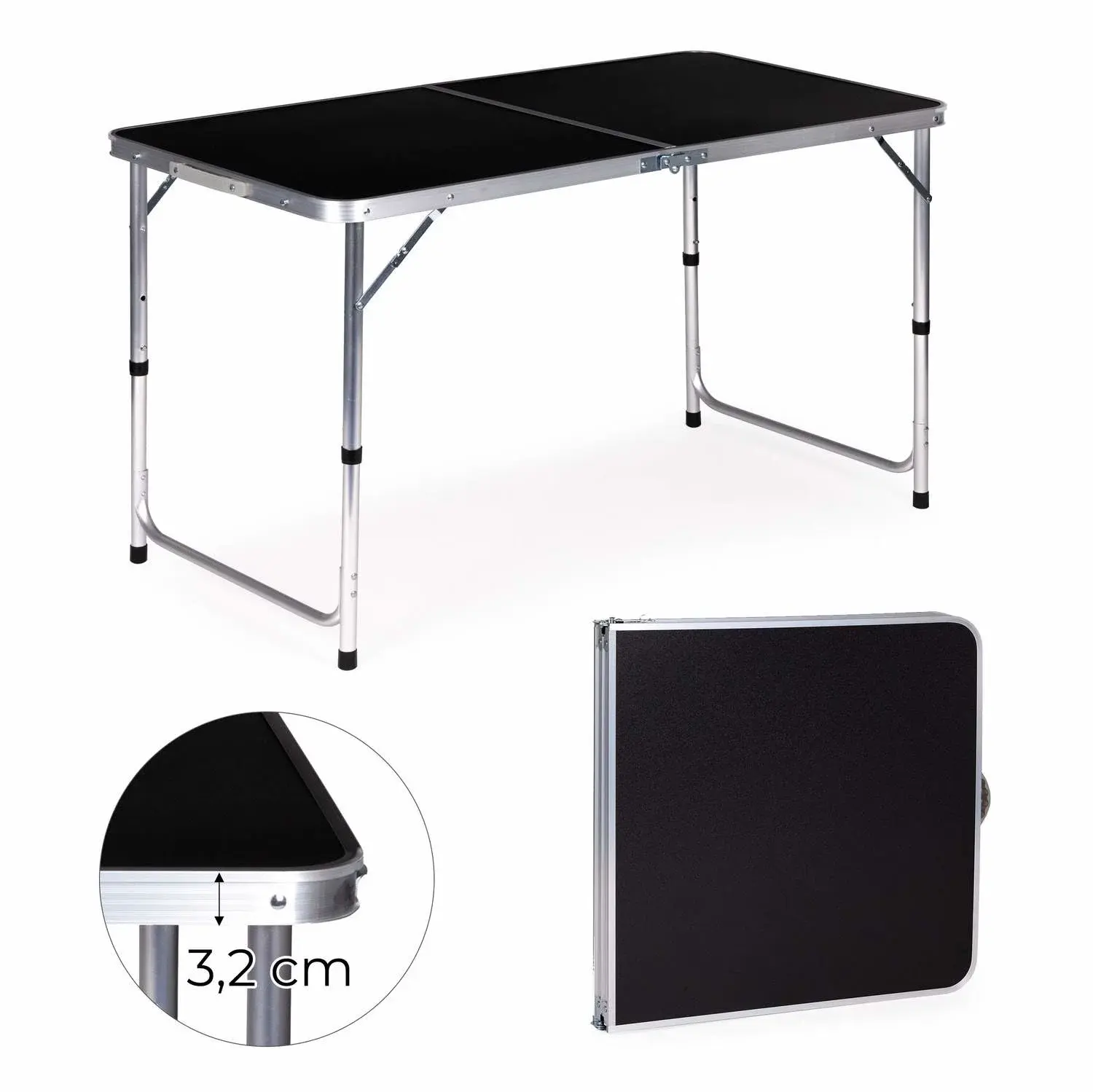 Modernhome Justerbart sammenleggbart campingbord med reiseveske