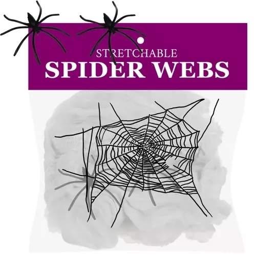 Malatec Edderkoppnettdekorasjon med edderkopper til Halloween