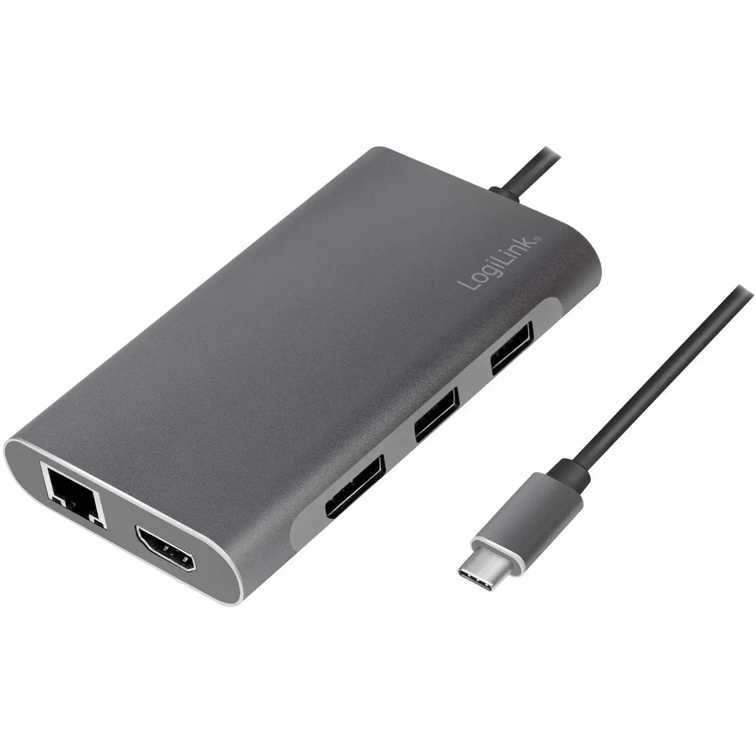 LogiLink USB-C Dock 8-i-1 HDMI/DP/RJ45/USB/USB-C 100W