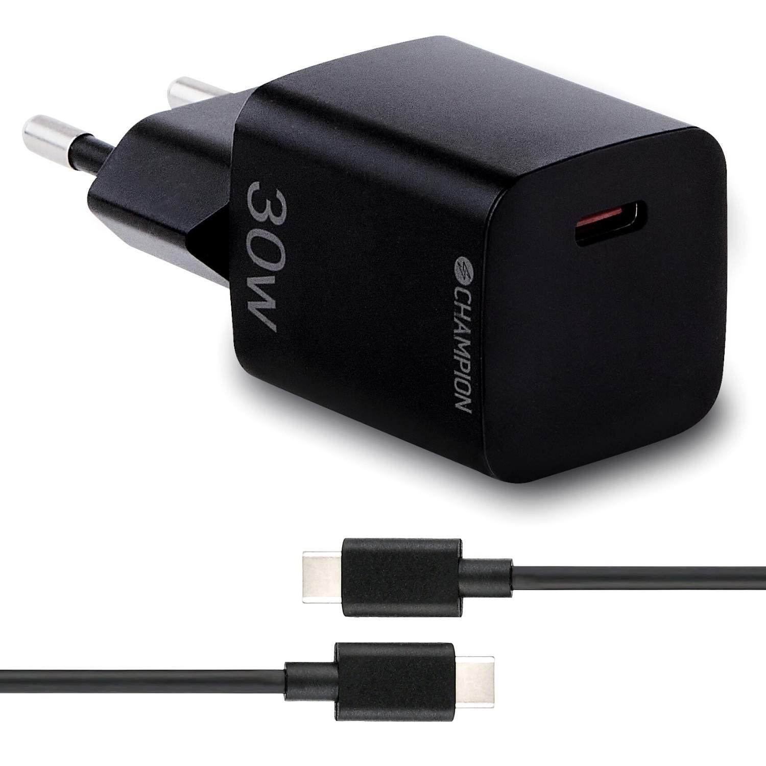 Champion Lader 30W + USB-C Kabel Svart