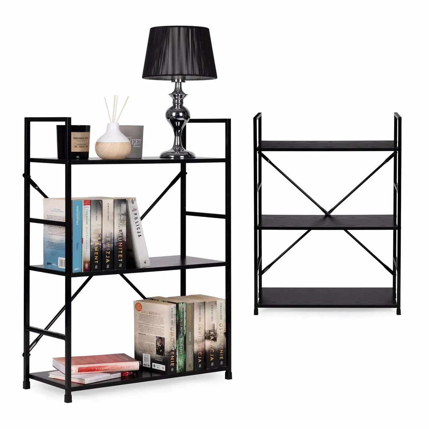 Modernhome Trebokhylle LOFT med metallramme, 3 hyller