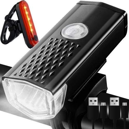 Trizand LED sykkellykt USB + baklys vanntett