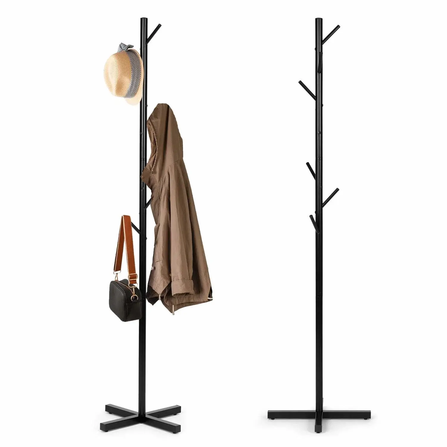 Modernhome Moderne kleshenger i metall med 7 kroker, 177 cm