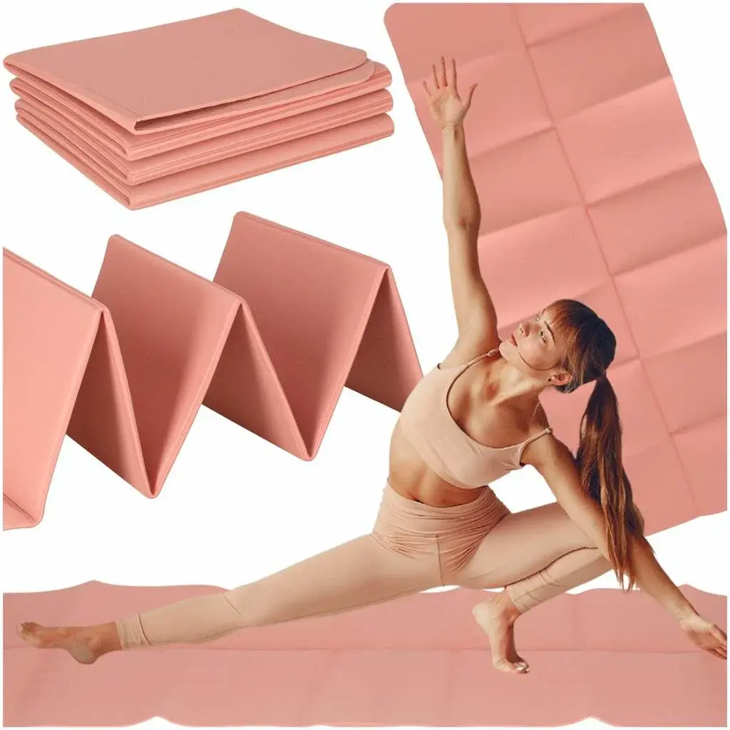 IKA Yoga treningsmatte sammenleggbar 183x61x0,4 cm rosa