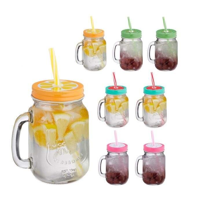 RXS sett med 8 drikkeglass med lokk Frukt