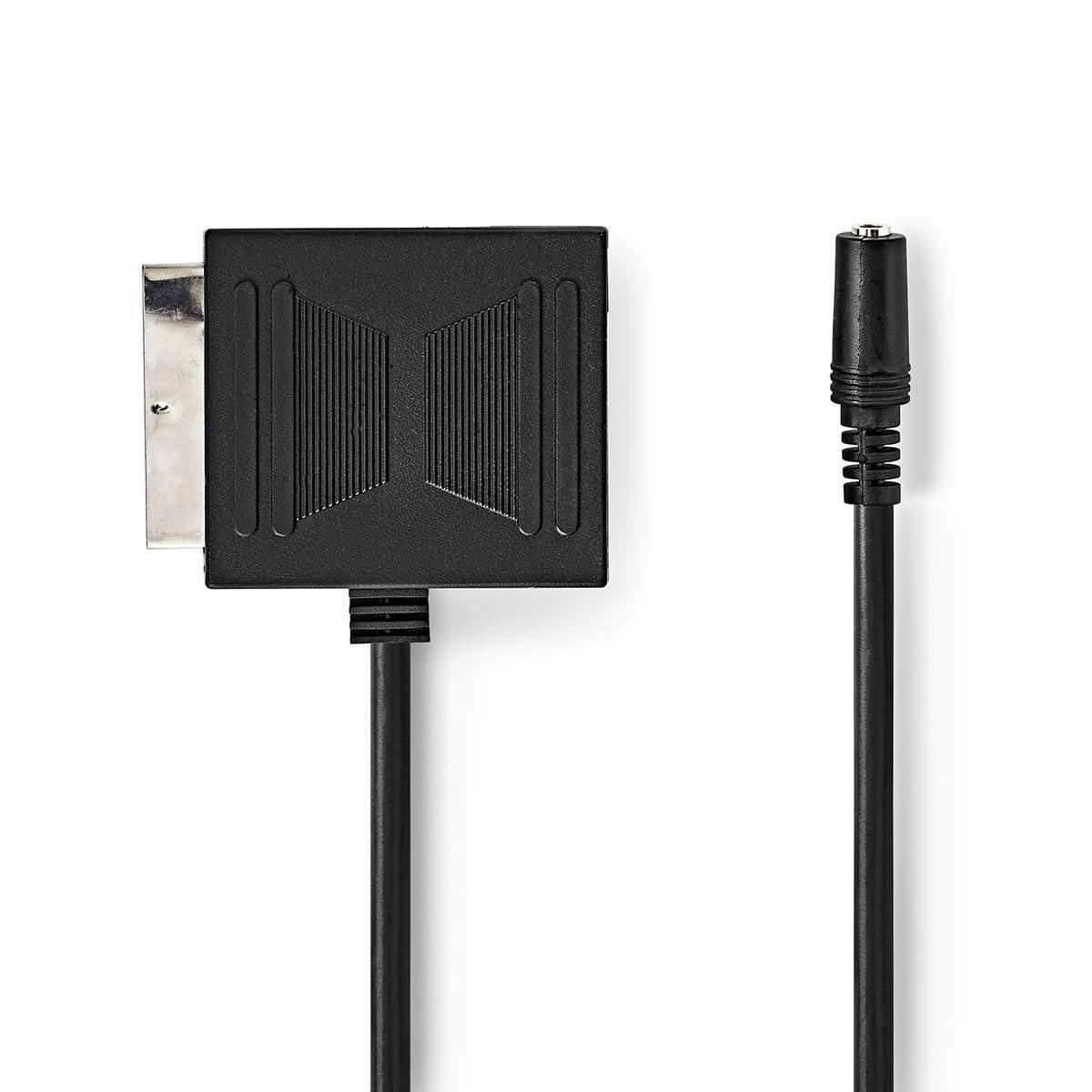 Pricenet SCART-kabel | SCART Hann | SCART Hunn / 3.5 mm Hun | Nikkel belagt | 480p | 0.20 m | Rund | PVC | Sort | Boks