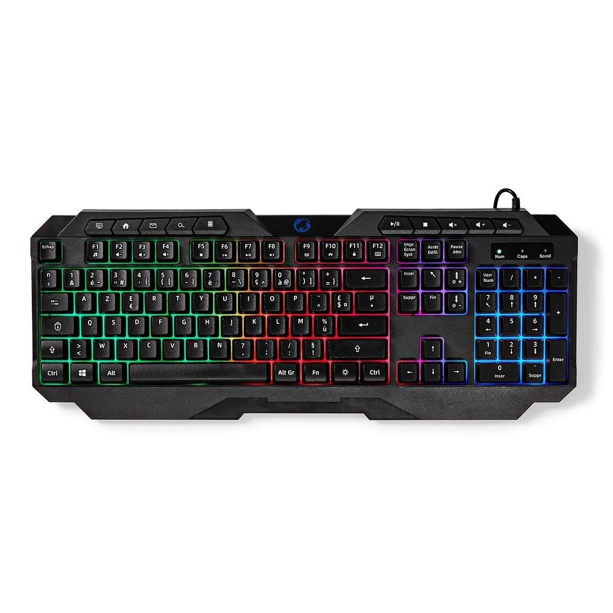 Nedis Wired Gaming Keyboard | USB Type-A | Membrantaster | LED | AZERTY | FR Layout | USB-Strøm | Strømkabel lengde: 1.30 m | Multimed
