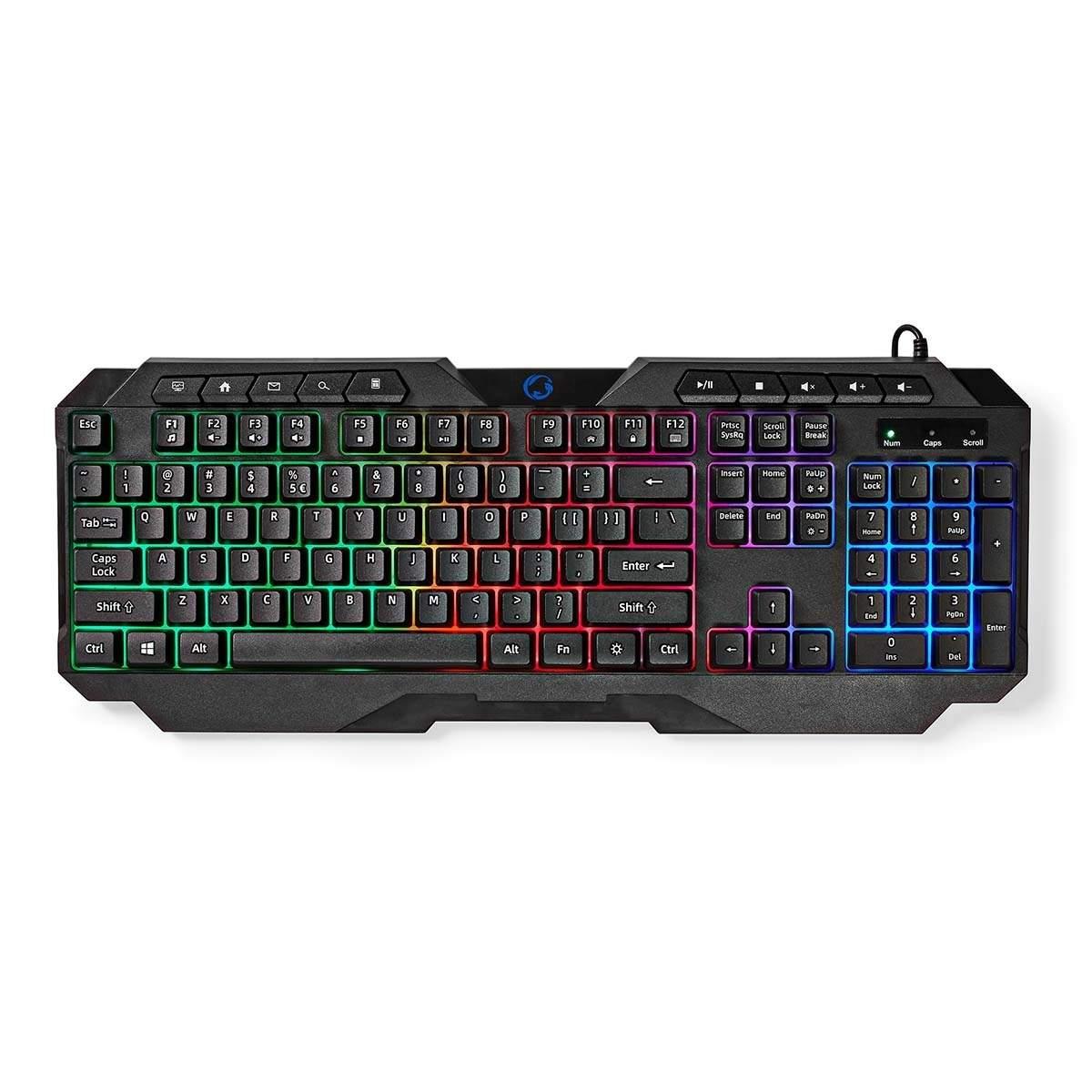 Nedis Wired Gaming Keyboard | USB Type-A | Membrantaster | LED | QWERTY | USA Layout | USB-Strøm | Strømkabel lengde: 1.30 m | Multime