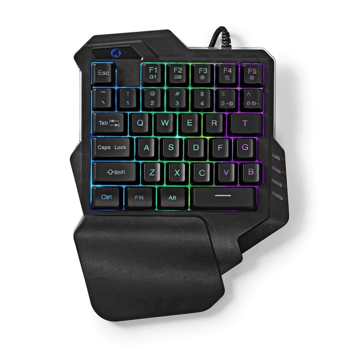 Nedis Wired Gaming Keyboard | USB Type-A | Membrantaster | RGB | Single-Handed | Universell | USB-Strøm | Strømkabel lengde: 1.60 m |