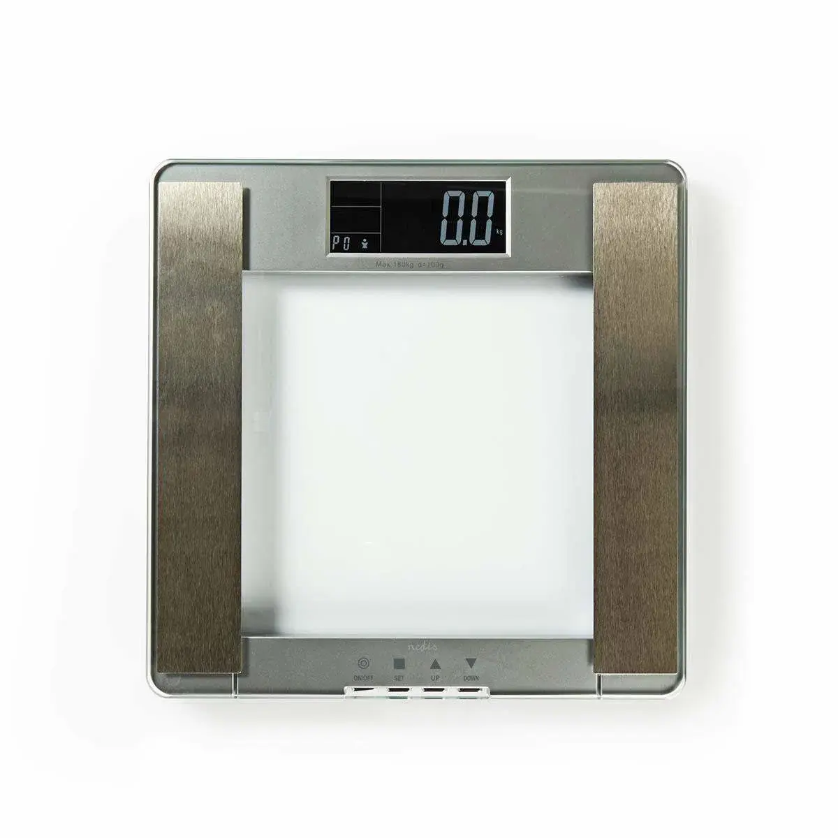 Nedis Personvekt | Digital | Sølv | Herdet Glass | Maksimal vekttrykk: 180 kg | Kroppsanalyse