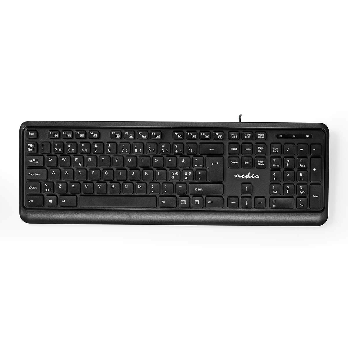 Nedis Wired Keyboard | USB-A | Multimedia | QWERTY | ND Layout | Antall VHF kanaler