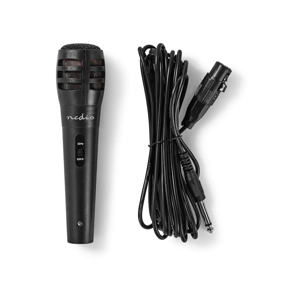 Nedis Wired mikrofon | Kardioid | Avtakbar kabel | 5.00 m | 80 Hz - 12 kHz | 600 Ohm | -75 dB | Av/på-bryter | Reiseveske inkludert |