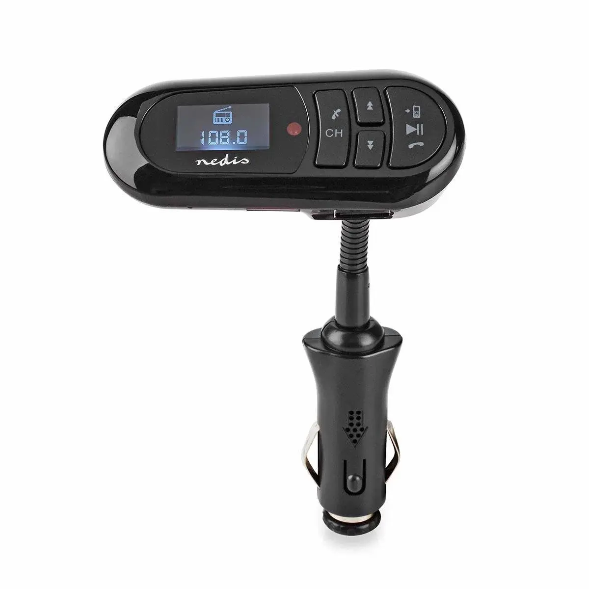 Nedis Bilstereo FM-sender | Svanehals | Hands free samtale | 0.4 " | LCD skjerm | Bluetooth® | 5.0 V DC / 0.5 A | Google Assistant / S