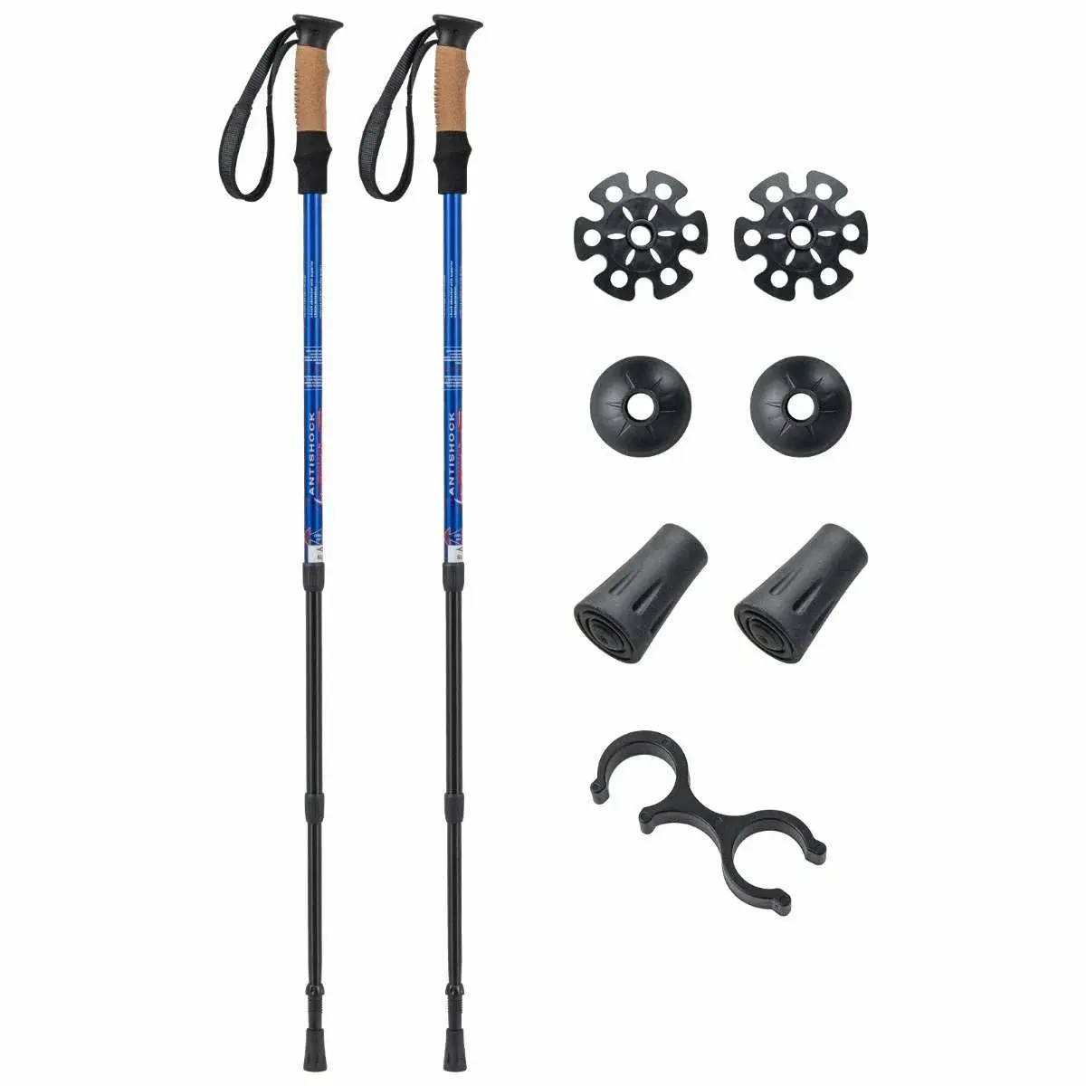 CWY Aluminium stavgangstaver Teleskopiske turstaver Trekkingstaver 1 par sett Justerbar 65-135cm Sølv