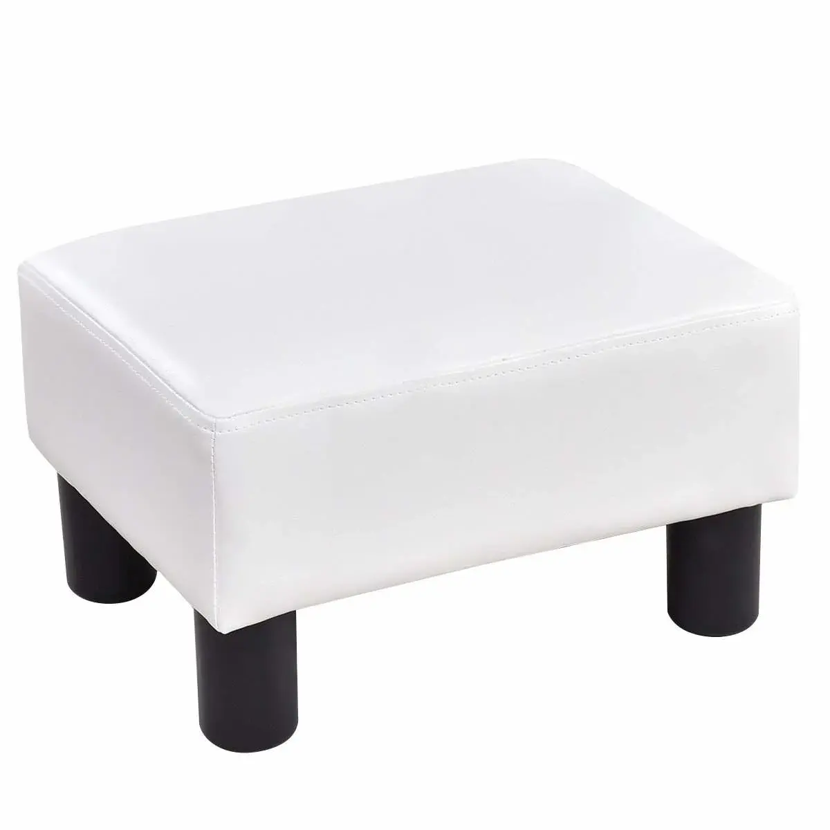 CWY Fotskammel krakk fotskammel fotskammel fotstøtte fotstøtte polstret krakk PU 40 x 30 x 24cm-hvit