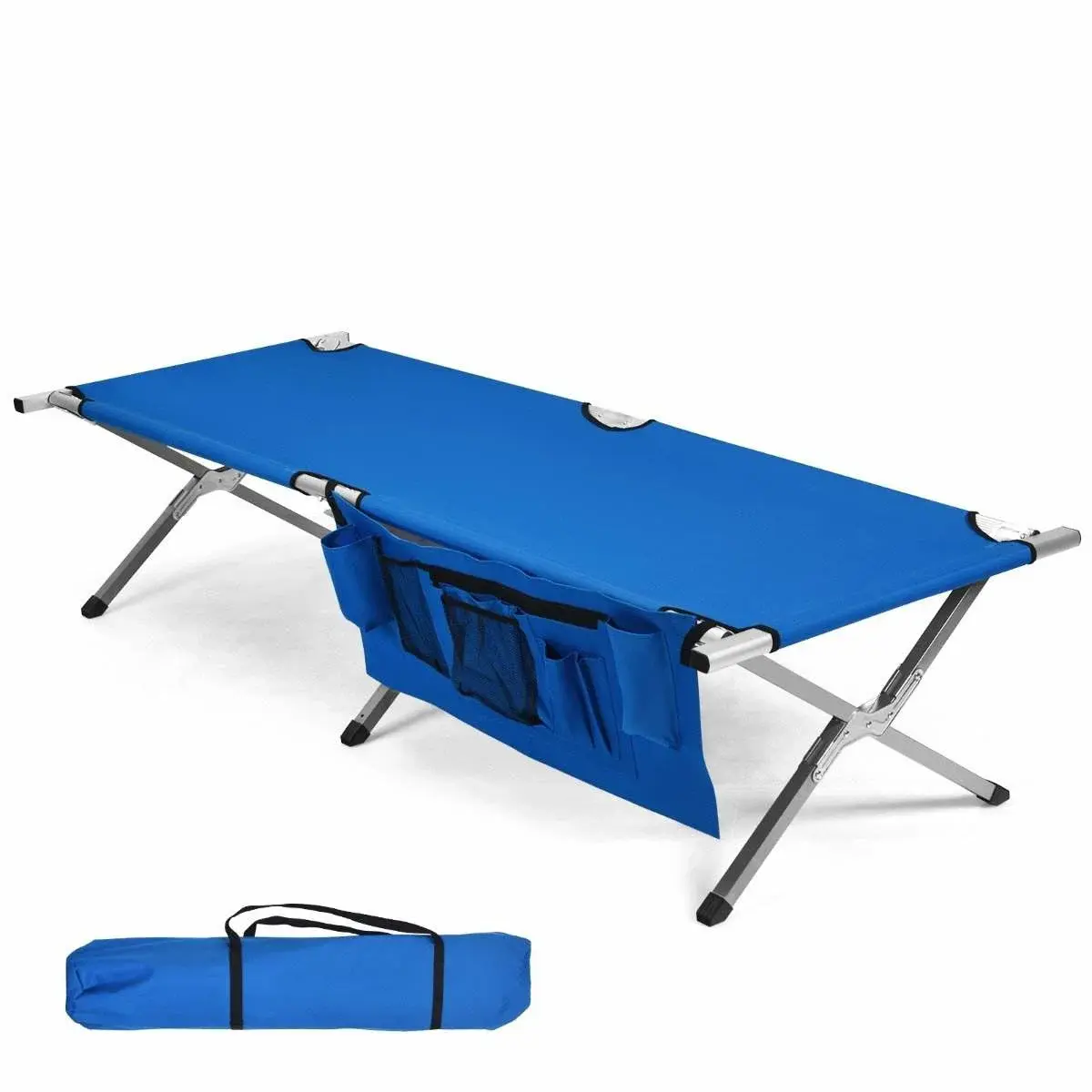 CWY Campingseng feltseng sammenleggbar seng solseng campingseng kan lastes opp til 204 kg 190 x 73 x 42cm blå