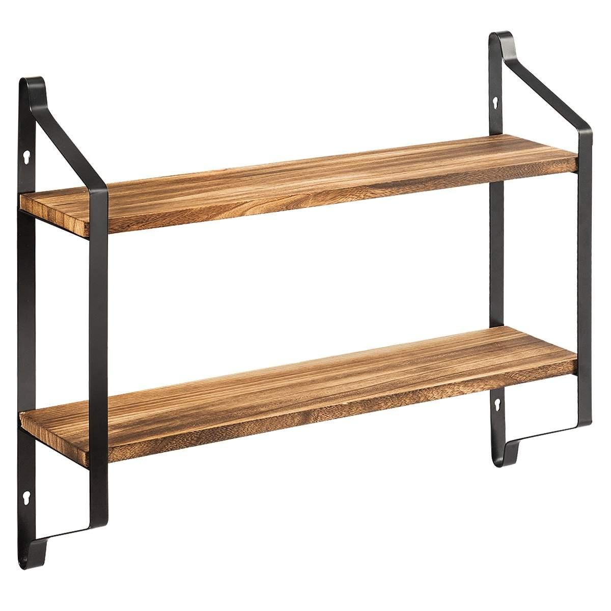 CWY Vegghylle 2 nivåer flytende hylle veggmontert hylle hengende 60 x 15 x 51 cm