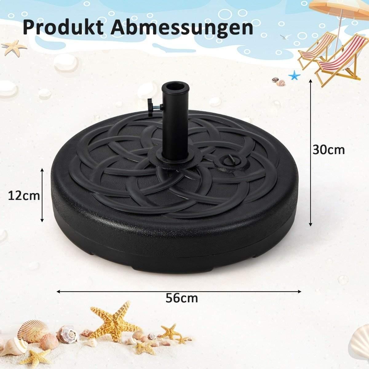 CWY Fyllbart rundt paraplystativ med 56 cm diameter for maks 46 kg sort