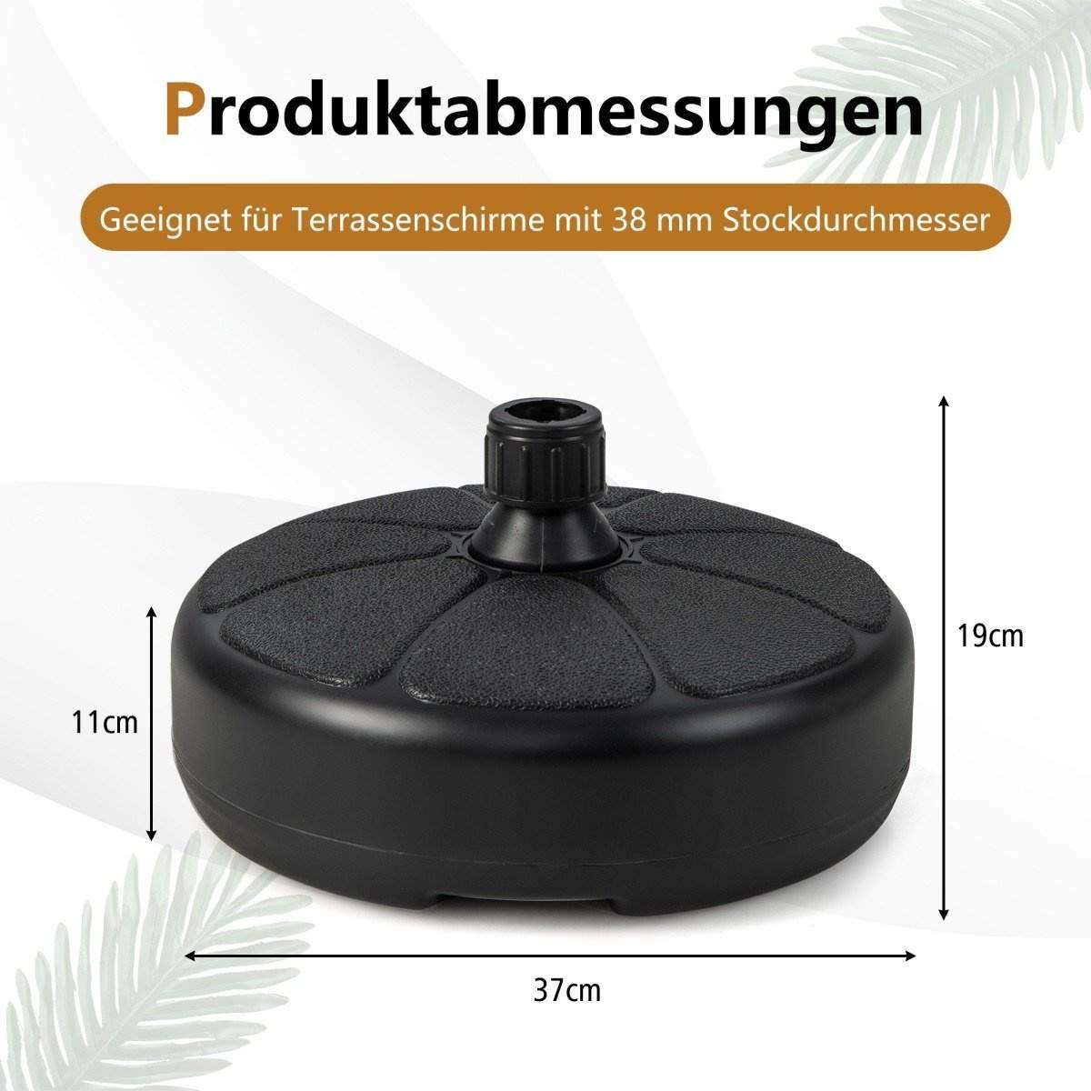 CWY Fyllbart rundt paraplystativ med en diameter på 37 cm for maks 12 kg sort