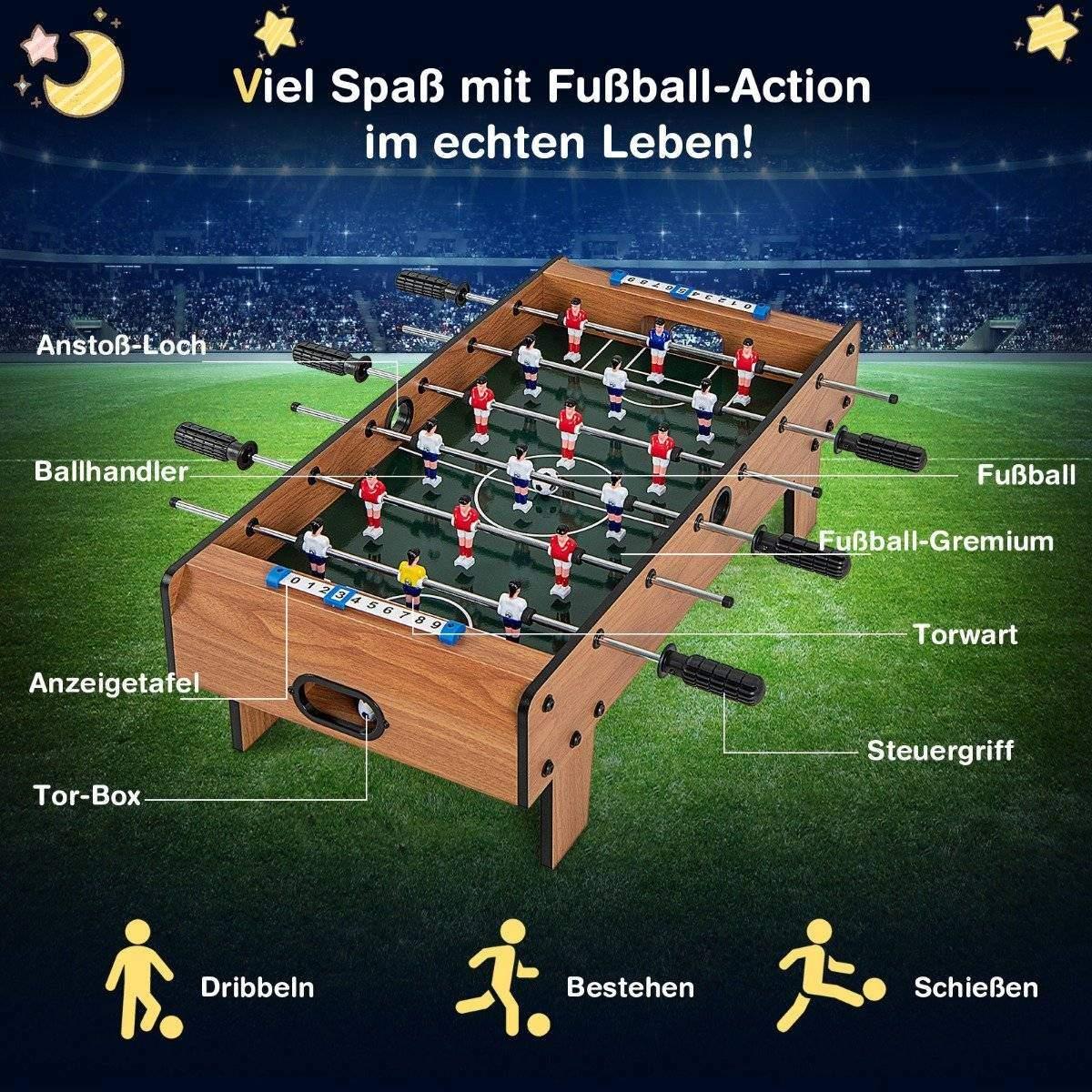 CWY Fotballbord i romstørrelse Plassbesparende fotballbord med robust håndtak 69 x 36 x 24 cm naturlig
