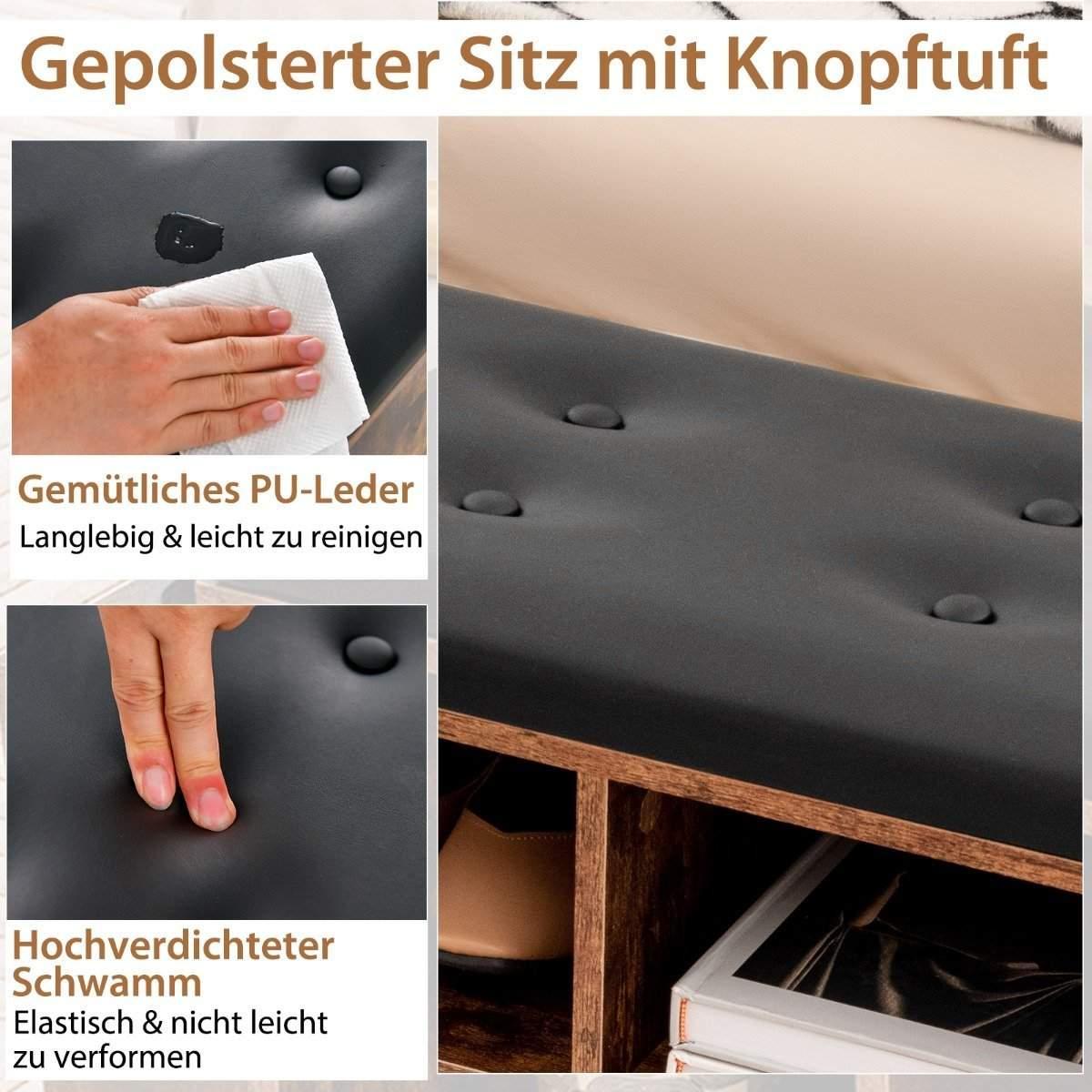 CWY Skobenk med paraplystativ Inngangsbenk med justerbar hylle 110 x 30 x 52 cm