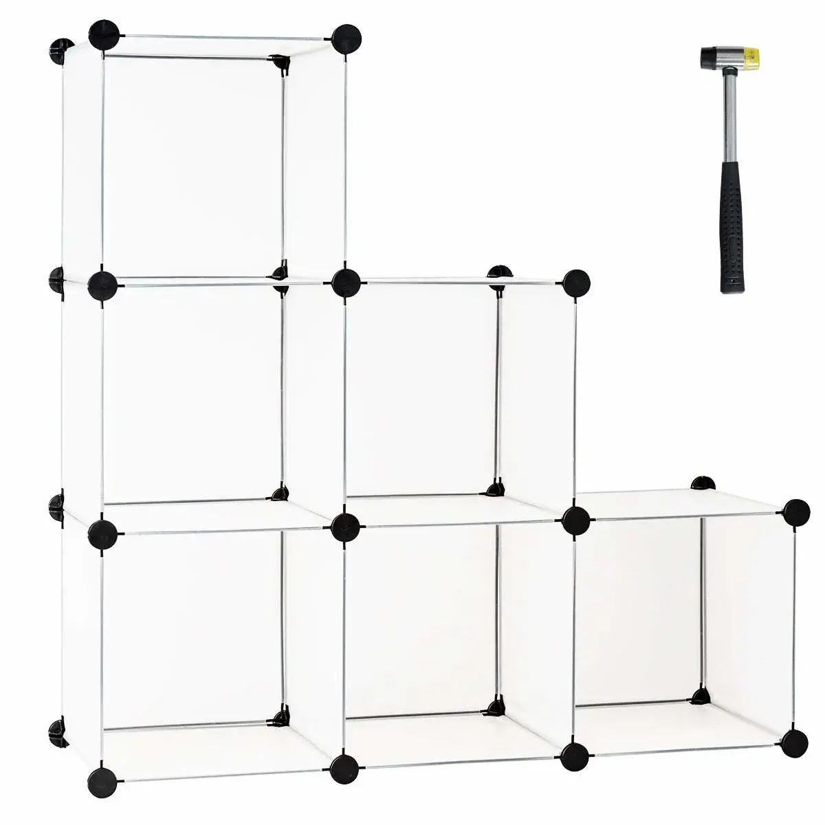 CWY Plug-in hylle laget av 6 kuber DIY kube hylle stables laget av plast hyllesystem trinn hylle hvit