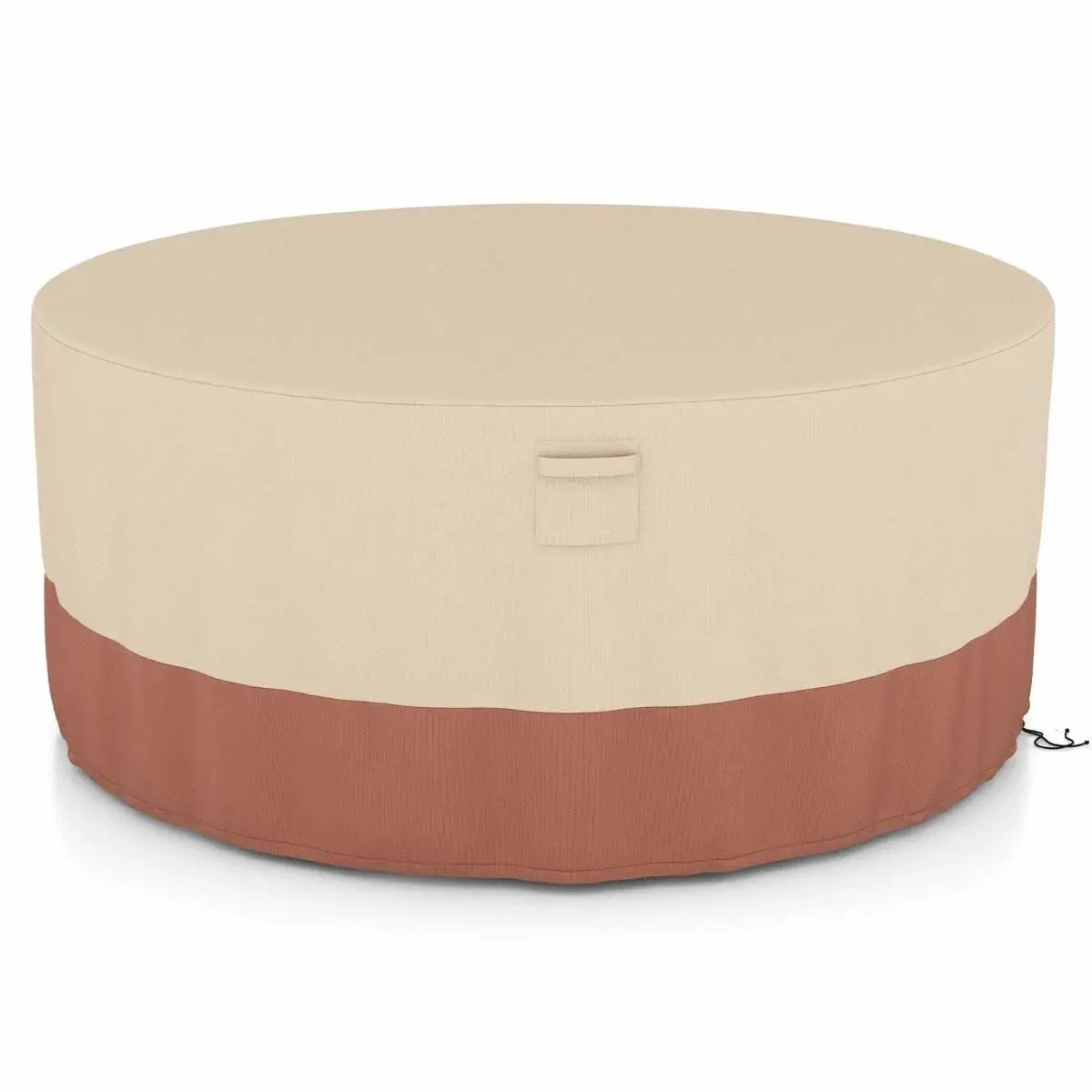 CWY Ø 183 cm Rundt terrassemøbeltrekk med ventilasjonsåpninger & spenner & snorer beige