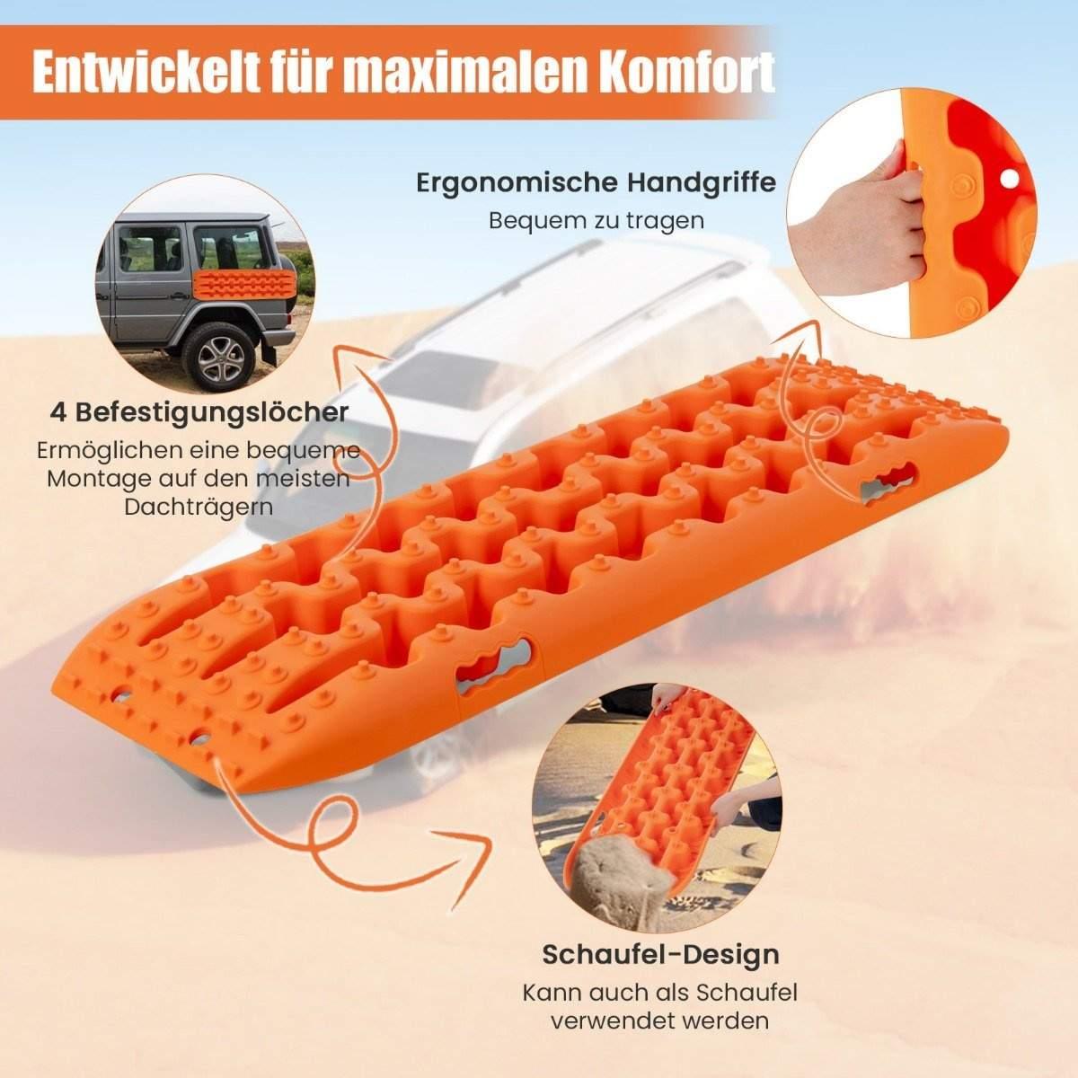 CWY 2 stk trekkhjelpsandplater terrengdekkstige for sand/slam/snø 107 x 31 x 7 cm oransje