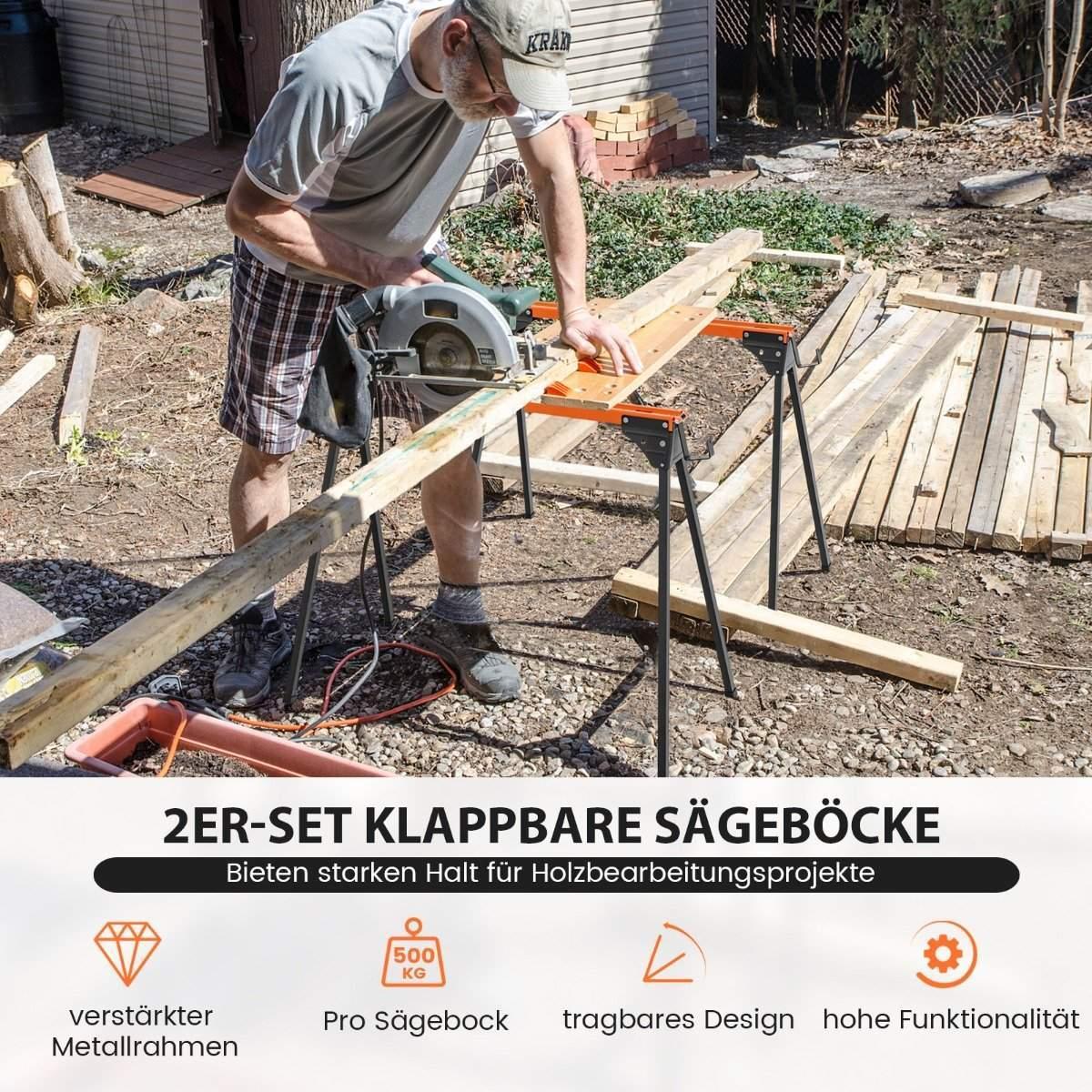 CWY 2 x saghest arbeidsbukk sammenleggbar stillasbukk kan holde opptil 500 kg 96,5 x 47 x 76 cm