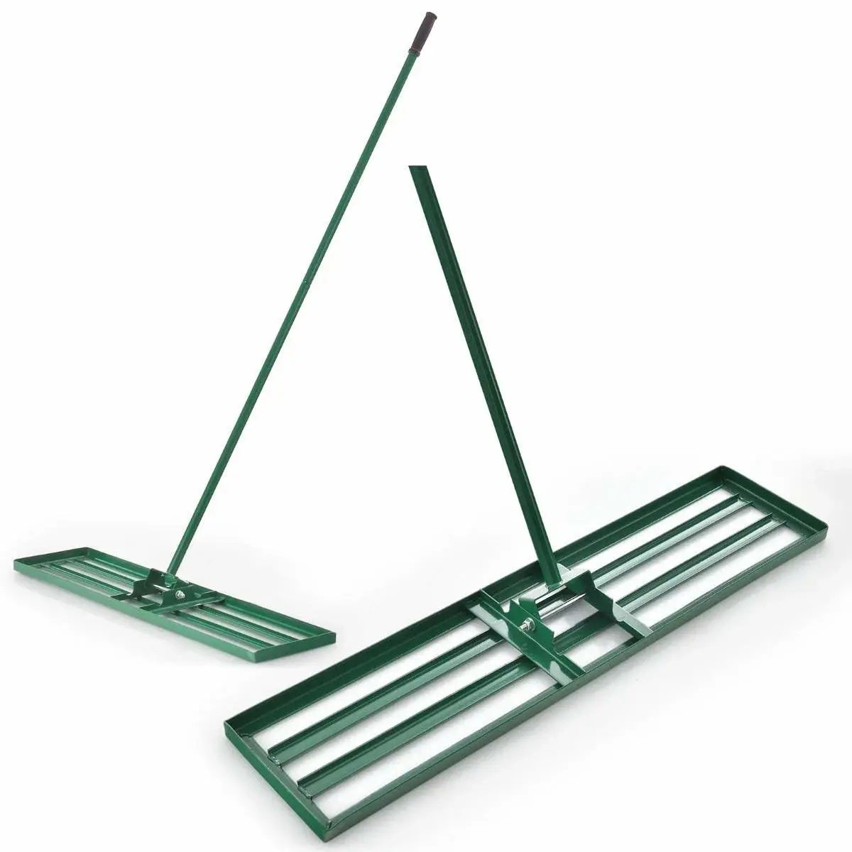 CWY Utjevningsrive med ergonomisk håndtak, robust plenverktøy, utjevningsrive, overflateutjevner, 106 x 25 cm, grønn