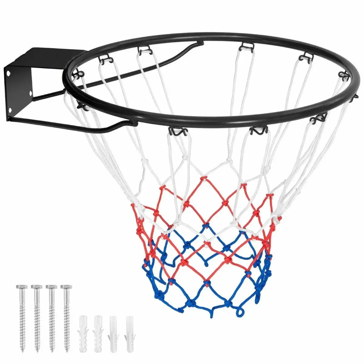 CWY Ø37cm basketballkurv med ring & Nett for dør & Veggmontert innendørs Mini Basketball Hoop Svart