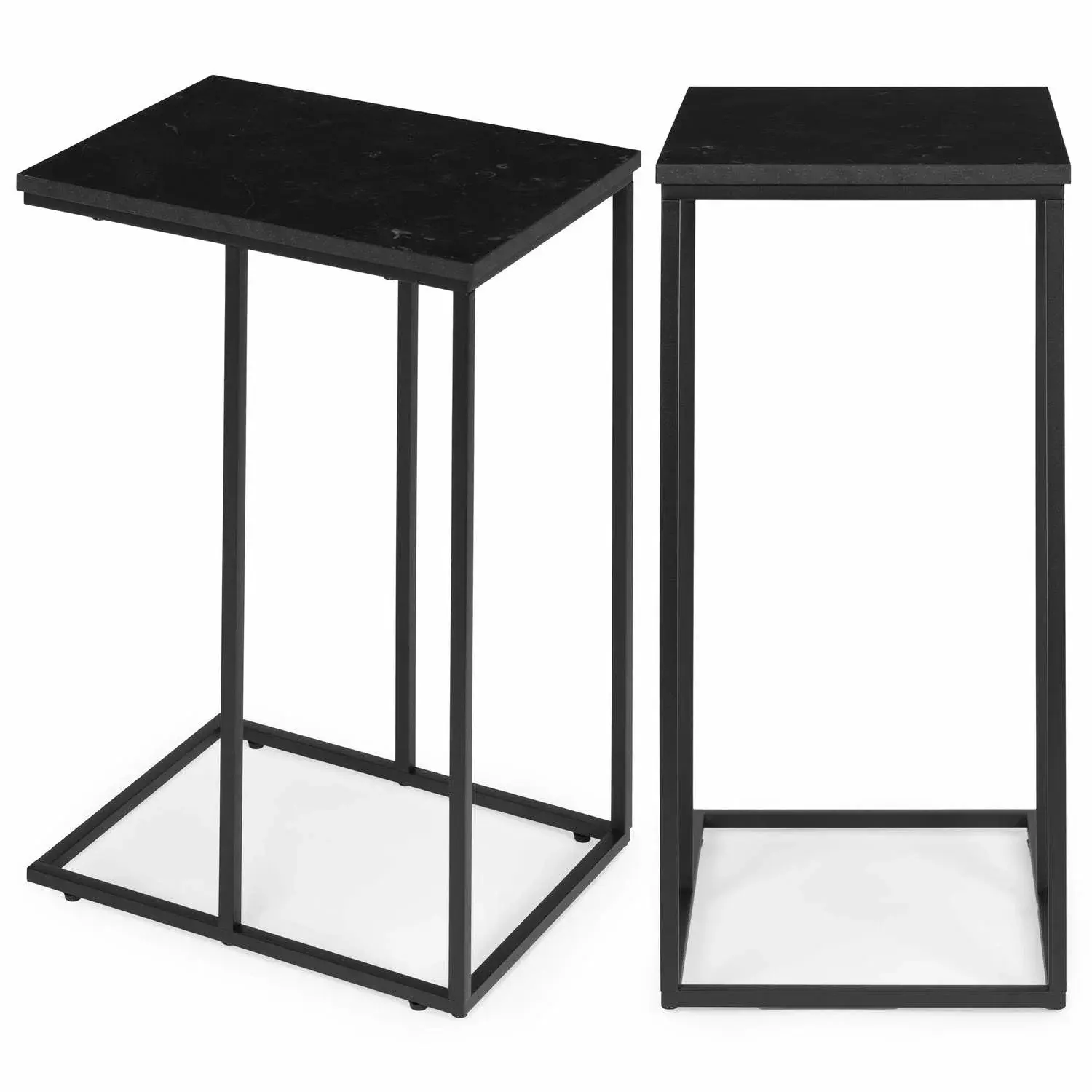 Modernhome Sidebord for laptop, salongbord, C-formet, svart marmor, ModernHome