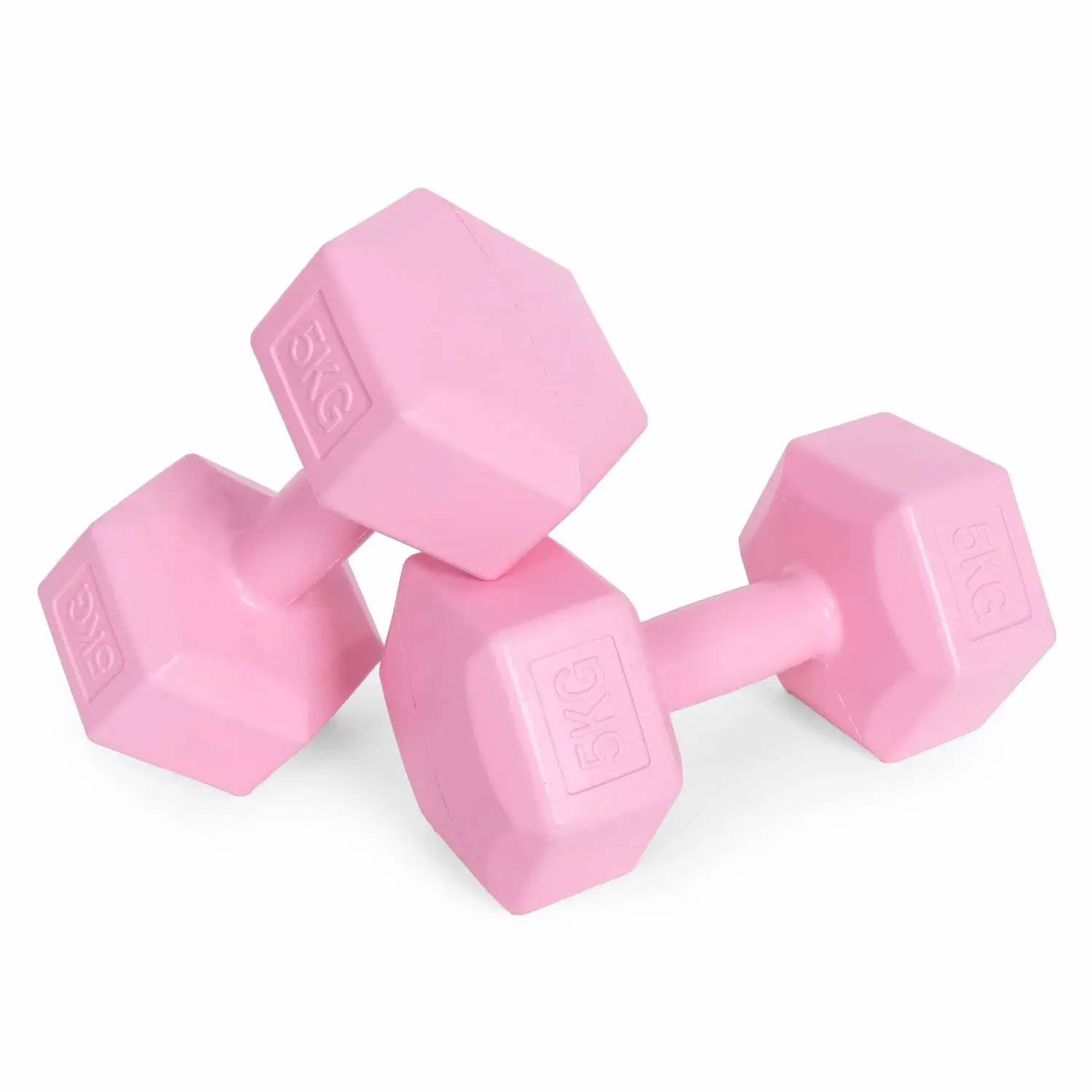 Modernhome Hex manualer sett 2x5 kg, treningsvekter, fitness belastning, rosa, ModernHome