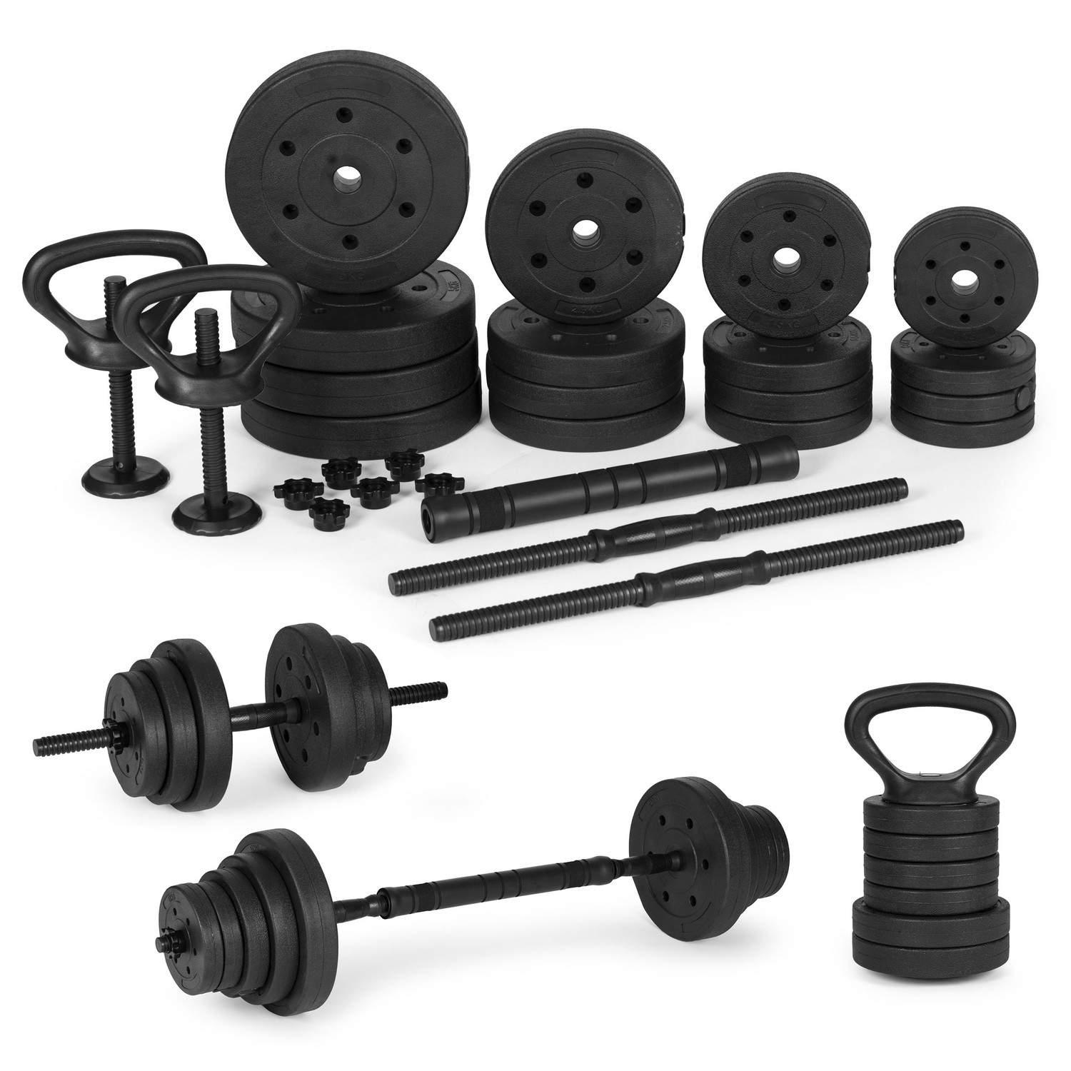 MST Justerbare manualer 2x20 kg vektstangsett 40 kg med stang og kettlebell