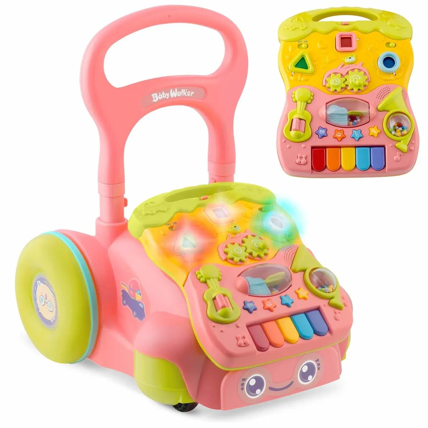 B2X Pedagogisk rullator med musikk 2-i-1 RK-744 Ricokids rosa