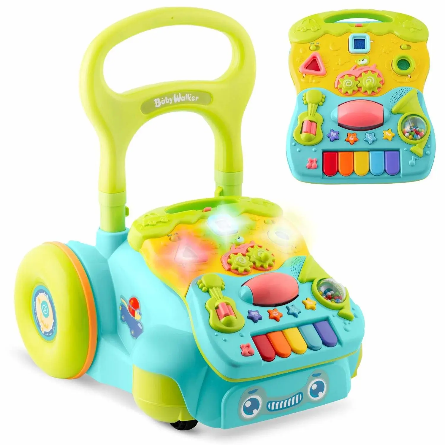 B2X Turkis 2-i-1 Learn-Walk-vogn med musikk RK-744 fra Ricokids