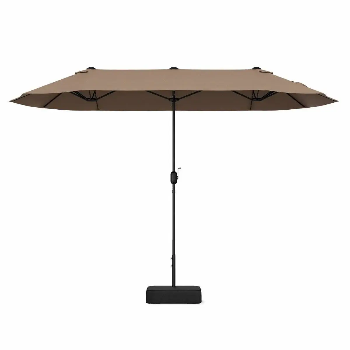 Northix Dobbel parasoll med stativ 400 x 200 cm parasoll stor XXL brun