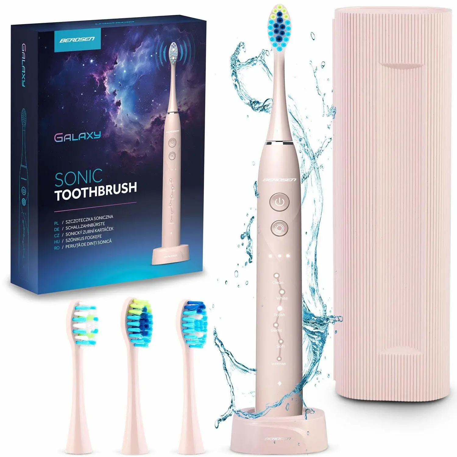 B2X Berdsen Galaxy sonisk tannbørste, rosa