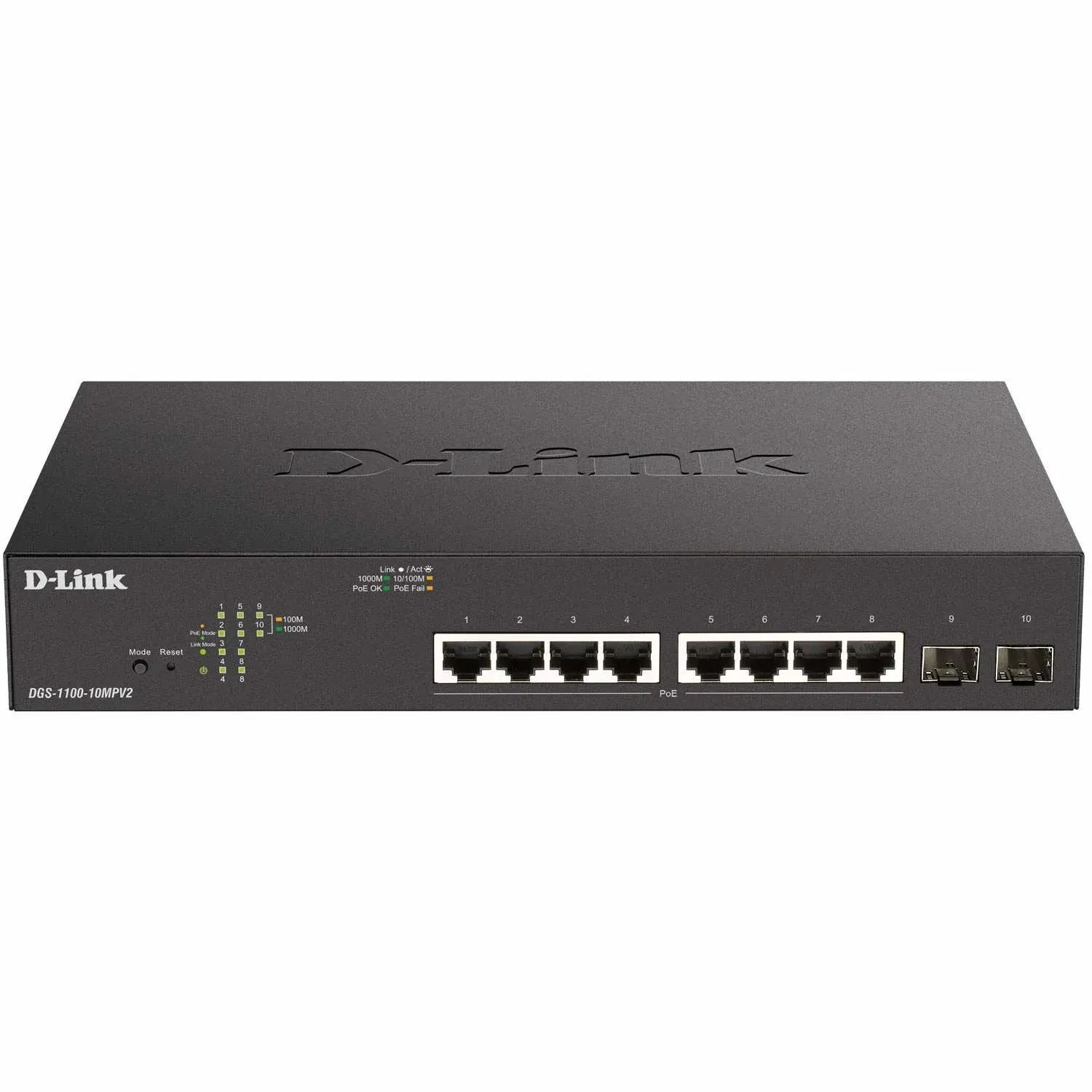 D-Link DGS-1100-10MPV2 10-porters PoE+ Smart Manageable Gigabit-svitsj