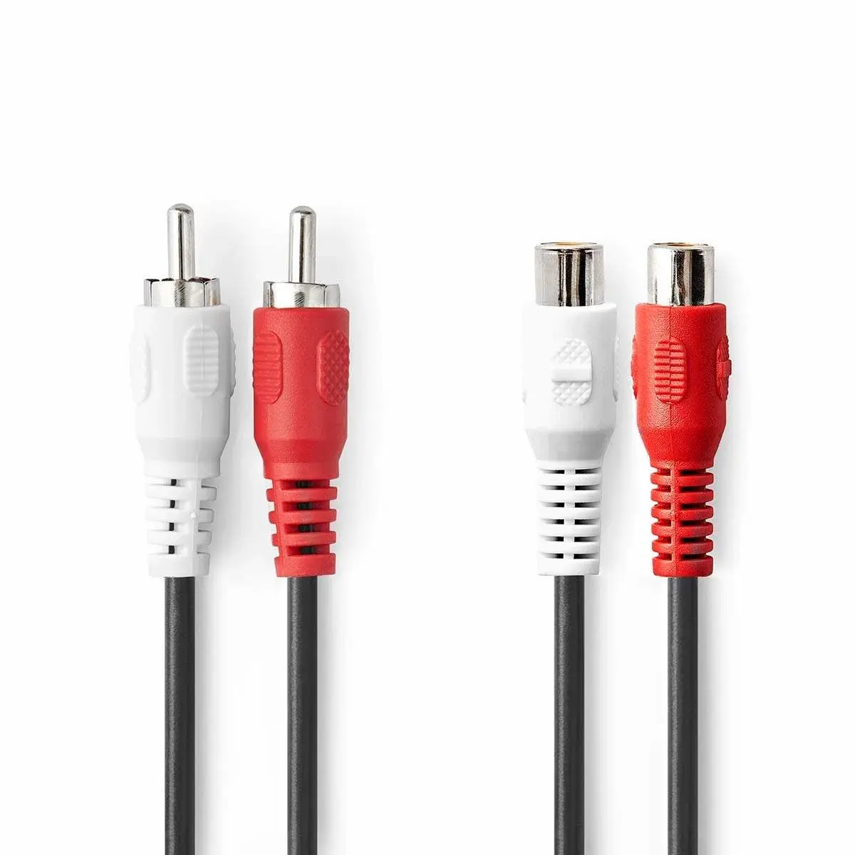 Nedis Stereo lydkabel | 2x RCA Han | 2x RCA Hun | Nikkel belagt | 2.00 m | Rund | Sort | Label