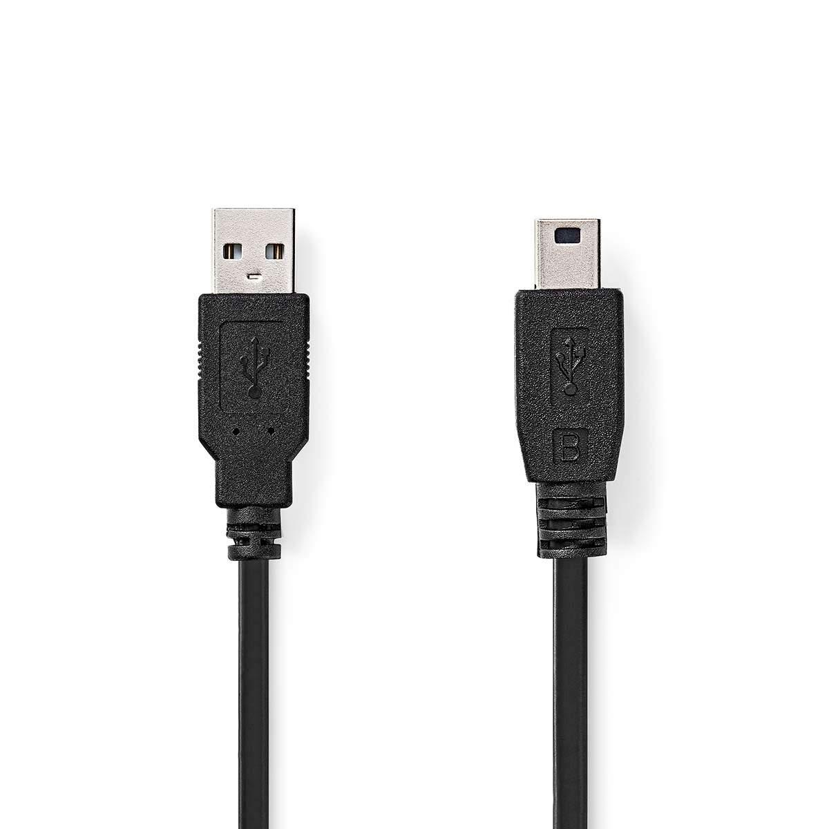 Nedis USB-kabel | USB 2.0 | USB-A Han | USB Mini-B 5 pins Han | 480 Mbps | Nikkel belagt | 1.00 m | Rund | PVC | Sort | Boks