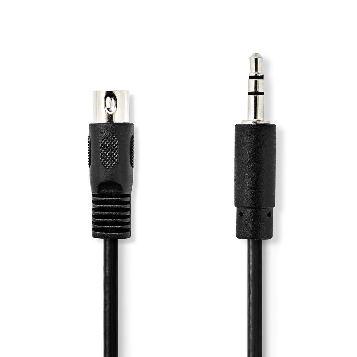 Nedis DIN lydkabel | DIN 5-pins han | 3.5 mm Han | Nikkel belagt | 1.00 m | Rund | PVC | Sort | Konvolutt