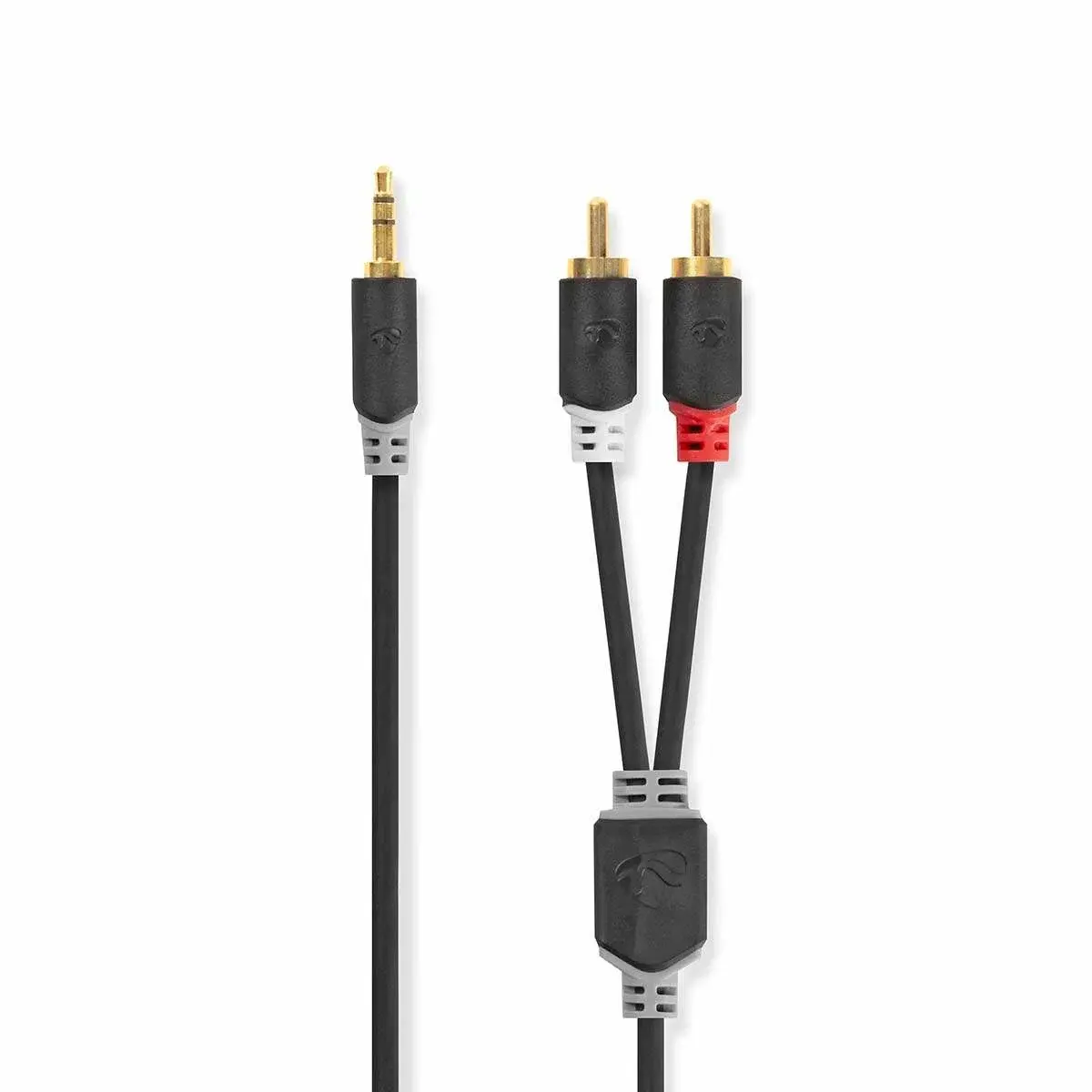 Nedis Stereo lydkabel | 3.5 mm Han | 2x RCA Han | Gull belagt | 0.50 m | Rund | Antrasitt | Boks