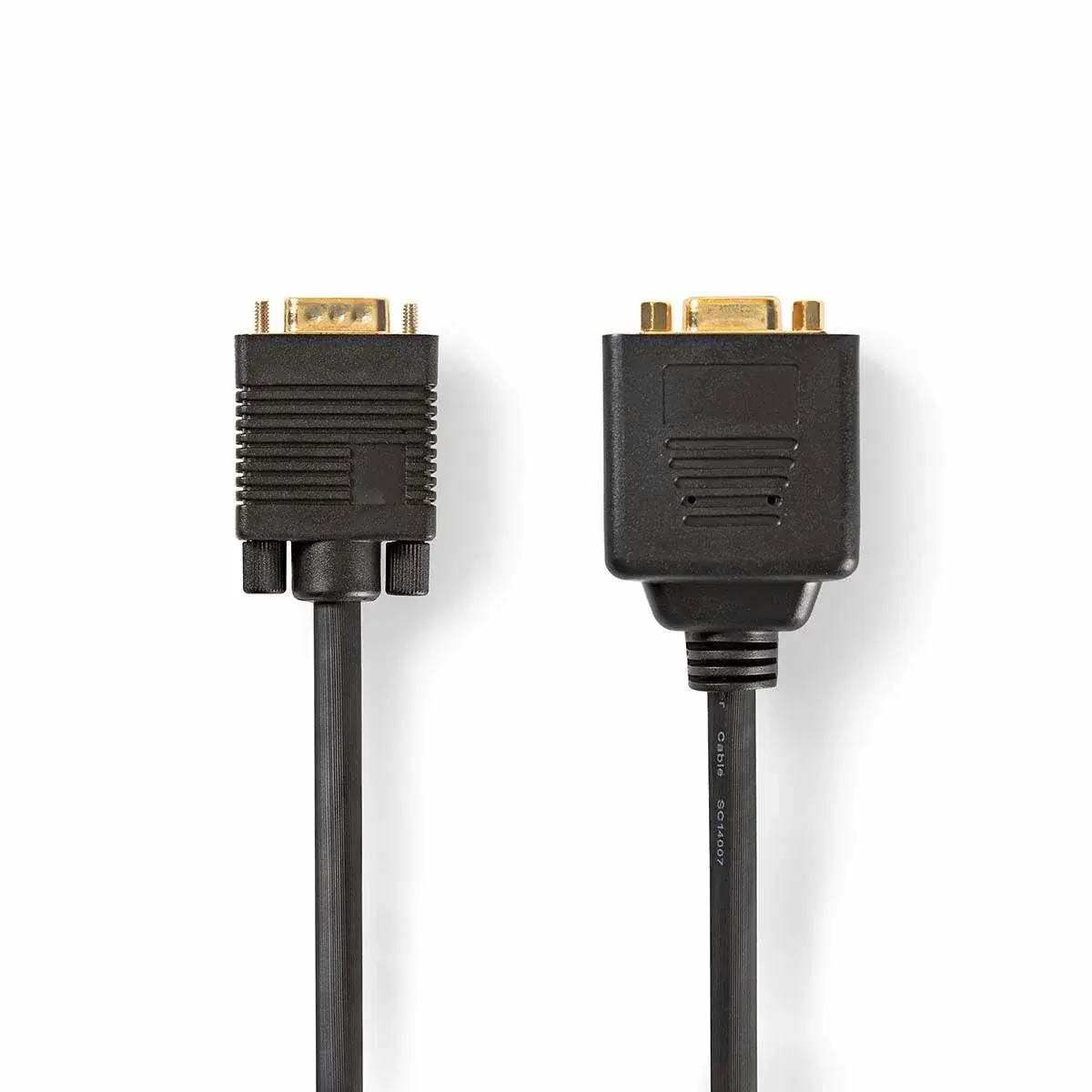 Nedis VGA-kabel | VGA Han | 2x VGA Hun | Gull belagt | Maksimum oppløsning: 1280x768 | 0.20 m | Rund | ABS | Sort | Plastpose
