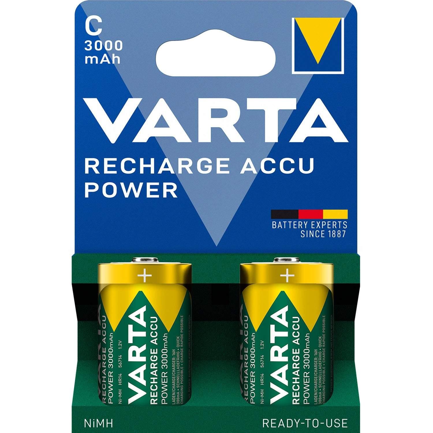 Varta Oppladbare C-batterier 3000mAh, 2-pak